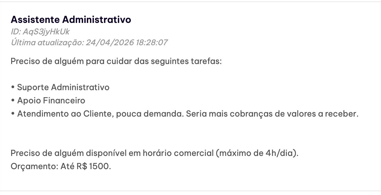 Vaga publicada na plataforma Virtap