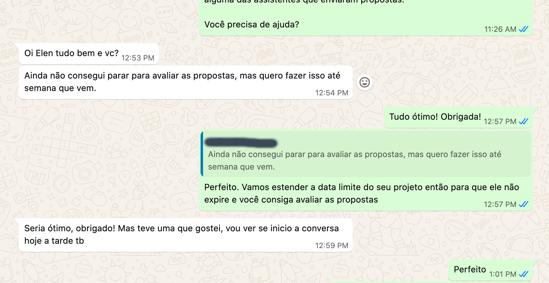 Follow-up com cliente via WhatsApp
